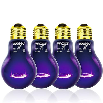 Cricket Calcium Powder Mixer for Reptiles with 4Pack Reptile Night Heat Lamp, 100W Night Heat Lamp for Reptiles & Amphibians,Simulate Nature Moonlight Purple Night Light for Bearded Dragon Lizard Sna