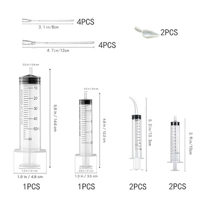 Baby Bird Feeding Syringe Set, Pet Parrot Milk Feeding Syringe with Tubes, Manual Syringe Feeder, Liquid Food, Reusable, Syringe with Spoon Tip（10ml*2+12ml*2+20ml+60ml）