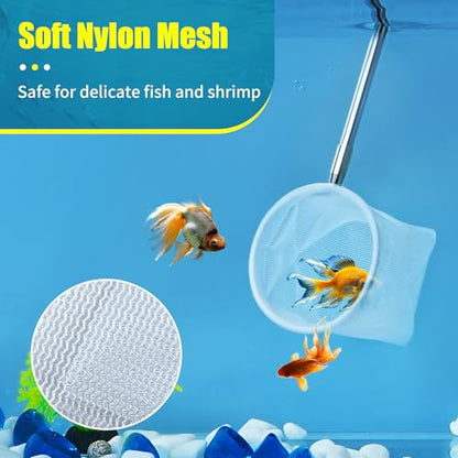 AQUANEAT Small Fish Tank Shrimp Net, Aquarium Debris Cleaning Tools, with Extendable Handle - size: 3 Inch