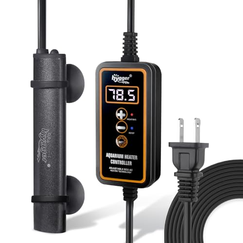 hygger Mini Submersible Aquarium Heater, Turtle and Betta Fish Tank Heater with Digital Display External Controller Freshwater