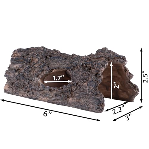 Natural Reptile Hide Basking Platform, Hideout Decor for Aquarium, Fish Tank, Bearded Dragon, Gecko, Shrimp, Betta (Faux Wood Tree Cave, Small) - color: Faux Wood Tree Cave, size: Small