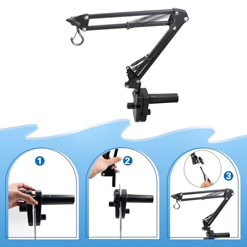 Reptile Clip Heat Lamp Stand, Adjustable Heating Light Holder with 360°Swing Arm, Suitable for Fish Tank, Terrarium Dome Bearded Enclosure, Turtles (Black)