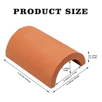 2 Pack Reptile Hide Cave, Natural Terracotta Lizard Habitat Hideout, Bearded Dragon Food Bowl, Tank Terrarium & Aquarium Decor Accessories for Hermit Crab Leopard Gecko Snake Spider Hamster Turtle