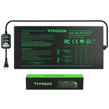 VIVOSUN 48"x20.75" Seedling Heat Mat with Built-in Temperature Controller | UL & MET-Certified Waterproof Plant Heating Pad for Germination, Hydroponics, Brewing, Breeding, and Greenhouses - size: 48"x20.75"