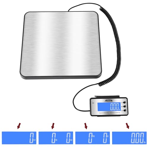 ACTECK Digital Shipping Postal Scale, 460 lb x1oz High Accuracy with Stainless Steel Platform, LCD Backlight, Four Reading Modes, Tare/Hold Function, Battery AC Adapter Incuded