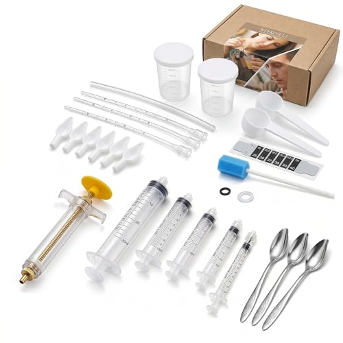 Baby Bird Feeding Syringe with Temperature Strip, Cleaning Brush | 25 PCS Hand Feeding Tubes Set, Temperature Strip, Cleaning Brush, Measuring Cups and Spoons for Parrot, Small Birds, Chick