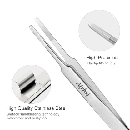 Precision Tweezer, Upgraded Flat Tip Round, High-end Stainless Steel | Tweezers for Craft, Electronics, Laboratory Work, Also Great Precision for Hair and Ingrown Hair Removal - style: Flat Tip Round (4.72in)