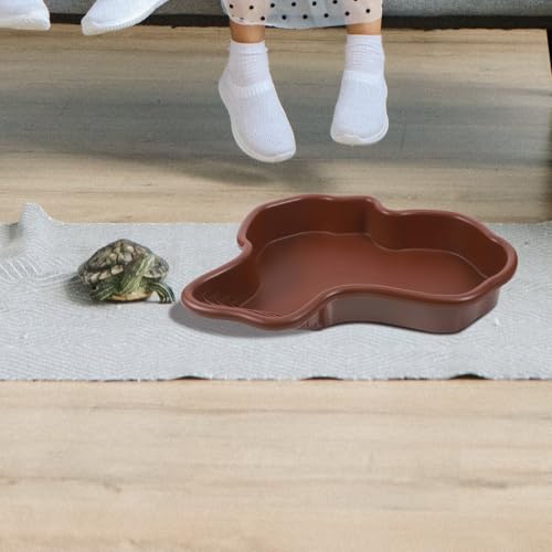 Large Turtle Soaking Basin Plastic Reptile Pool Bathing Dish Terrarium Frog Pond Turtle Habitat Accessory for Tortoise and Lizard Pet Supplies
