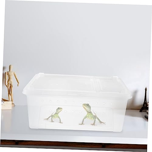 MERRYHAPY 1Pc Transparent Plastic Reptile Case for Spider Scorpion Gecko Insect Snake Tortoise Durable Feeding Box with Ventilation for Easy Transport and Care White