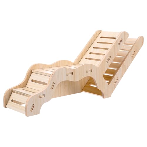 Versatile Hamster Hideout and Exploration Tunnel, Snap-Together Wooden Hamsters Tunnel Burrow with Panoramic Window Hamster Explorer for Gerbils Hamsters Small Pets Chew-Safe