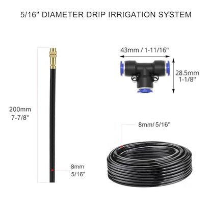 40 FT Drip Irrigation System 5/16 Inch Tubing with 13 Nozzles, Automatic Watering Misting System, Adjutable Sprinkler for Garden, Lawn, Plants, and Raised Bed - size: 40FT