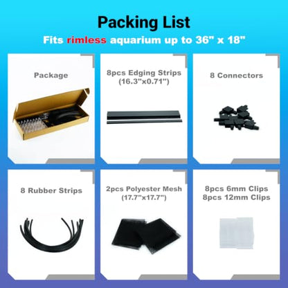 Easy Install DIY Fish Tank Lid, Adjustable Mesh Aquarium Lid, Anti-Jump Cover for Rimless Tanks Only (2/5/10/20 Gallon), Custom Fit Up to 36"x18"