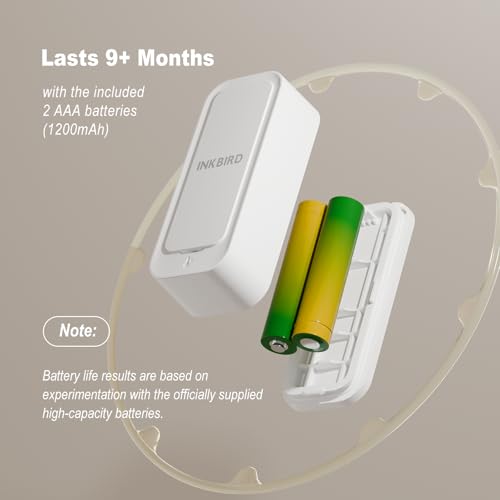 INKBIRD ITH-11-B Indoor Outdoor Thermometer Hygrometer Mini Bluetooth Refrigerator Thermometer IP65 Waterproof with APP Notification Alert 2 Years Free Data Storage Export