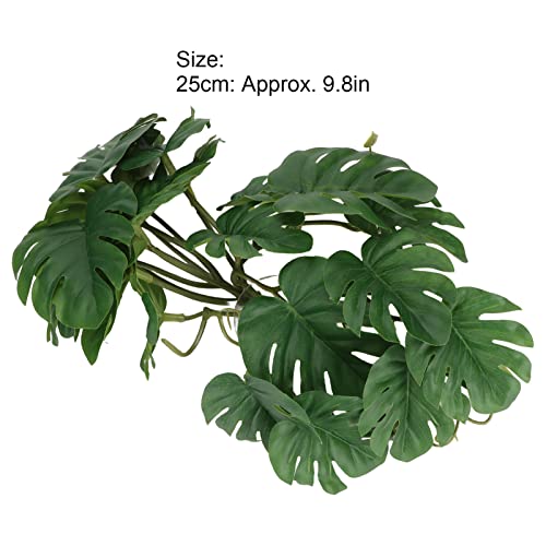 GLOGLOW Reptile Silk Plant Leaves, Jungle Vines Plastic Terrarium Plant Leaves Simulation Aquarium Decoration Tree Branch with Suction Cup for Terrarium Fish | Plastic Simulation Turtle Back Leaf, Jungle Vines Reptile Tank Decor, Rainforest Habitat Access
