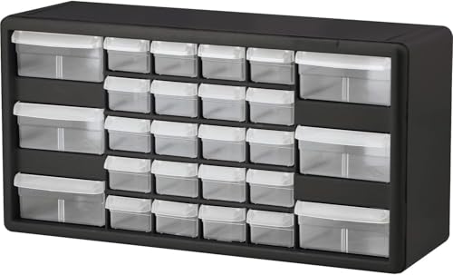 Akro-Mils 26-Drawer Plastic Storage Cabinet, 20"W x 6"D x 10"H, Black - color: Black, size: 26 Drawer, style: 1 Pack