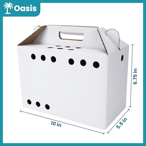 Disposable Cardboard Pet Carrier for Small Animals, Hamsters, Gerbils, Birds, Reptiles, NOT Cats 12/Case | Study Corrugated Pocket Cardboard Carrier 10in x 6.75in x 5.5in