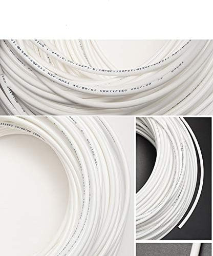 White 3/8" RO Tubing at 70°F-120PSI to 150°F-60PSI 1/4" Flexible water pipes 1/4-inch Plastic NSF Certified CCK Tubing (60 Feet) - color: White 3/8" O.D. 60FT (20M)