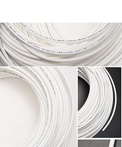 White 3/8" RO Tubing at 70°F-120PSI to 150°F-60PSI 1/4" Flexible water pipes 1/4-inch Plastic NSF Certified CCK Tubing (60 Feet) - color: White 3/8" O.D. 60FT (20M)