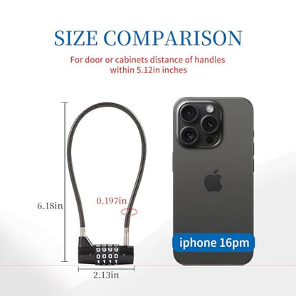Combination Lock Cable Lock with 4 Digits Cabinet Lock 5.5" Twist Length 5.5" Durable Cable Ideal for lockers, Gym, Fence, Toolbox, case, hasp Storage and Outdoor (11" Cable Length) - size: 5.5" Black
