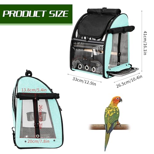 Bird Carrier Bag with Indestructible Stainless Steel Mesh, Bird Travel Cage with Stand, Easy to Clean Backpack for Parrot, Portable Bird Travel Bag, Green - color: Green