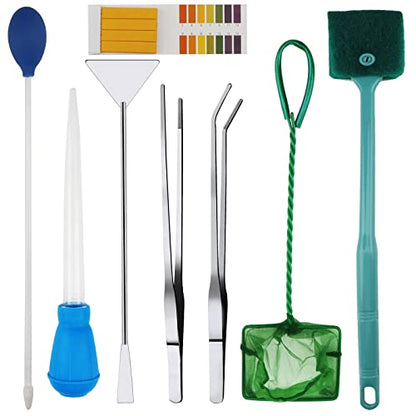 Fish Tank Cleaning Tools, 8 in 1 Aquarium Feeder Tools Kit, Aquarium Plants Cleaner, Stainless Steel Feeding - color: Cleaning Tools 8pcs