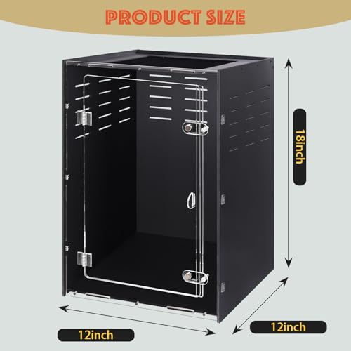 12x12x18 Black PVC Reptile Enclosure, Front Opening Tank with Screen Top