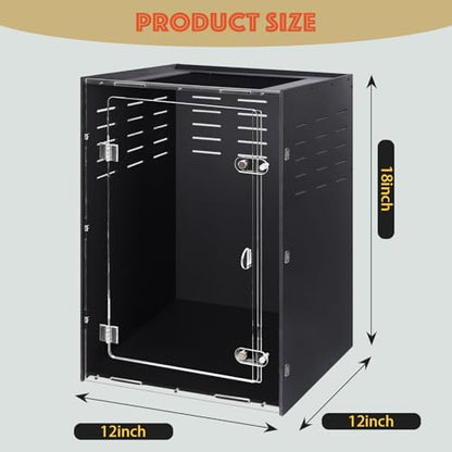 12x12x18 Black PVC Reptile Enclosure, Front Opening Tank with Screen Top