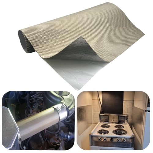 Titanium Thermal Barrier Adhesive Backed Heat Blanket Heat Shield Mat 12'' X 47'' for wall behind grill, fireplace kitchen cabinet 2500 Degrees Fire Pit Mat Fireproof Grill Pad - size: 12'' X 47''