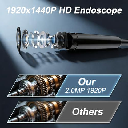 Endoscope Camera with Light, 1920P HD Borescope Tools with 8 Adjustable LED Lights, Endoscope with Semi-Rigid Snake Camera, Inspection Borescope for iOS and Android 16.4ft Single Lens - size: Single lens 16.4ft