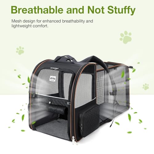 Large Cat Backpack Carrier Expandable Pet Carrier Backpack for Small Dogs Medium Cats Fit Up to 18 Lbs, Dog Backpack Carrier, Foldable Puppy Backpack Carrier for Travel, Black - color: Black