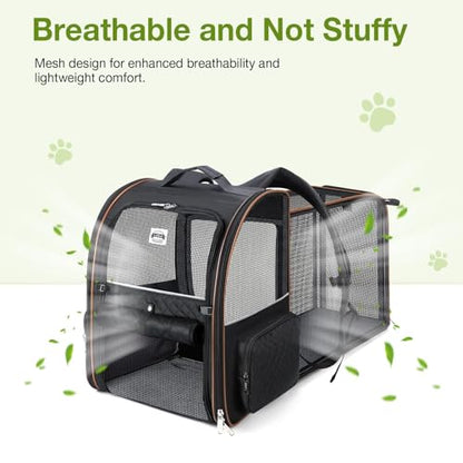 Large Cat Backpack Carrier Expandable Pet Carrier Backpack for Small Dogs Medium Cats Fit Up to 18 Lbs, Dog Backpack Carrier, Foldable Puppy Backpack Carrier for Travel, Black - color: Black