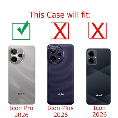 Shockproof Phone Case Compatible with Cricket Icon Pro 2026, w/Tempered Glass - Hibiscus Teal - color: Hibiscus Teal