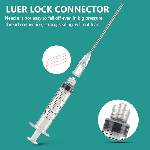 5ml/CC Luer Lock injection Syringe with needle for Scientific Labs and Industrial Dispensing, Fountain Pen Refill,Ink,Glue Application,Liquid Dispensing and Measuring, Pet Food Feeding,Refilling Ink Cartridges,CISS - size: 5ML/5 PACKS