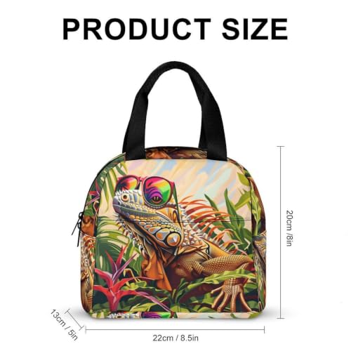 Funny Lizard Theme Lunch Bag for Women Men | Insulated Lunch Box Leakproof Food Meal Containers Reusable Foldable 6L Capacity Lunch Tote Bags for Work Picnic Travel - color: Style 1