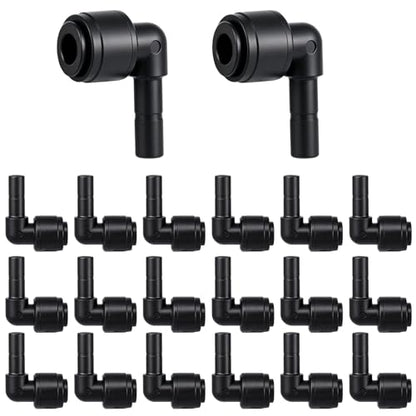20 Pack 1/4" Push to Connect Fittings Elbow Connectors | Reptile Mister System 1/4" Quick Connect Fittings,Reptile Mister Fittings for Aquarium,Vivarium,Irrigation System - size: 20 Pack 1/4" Elbow -A