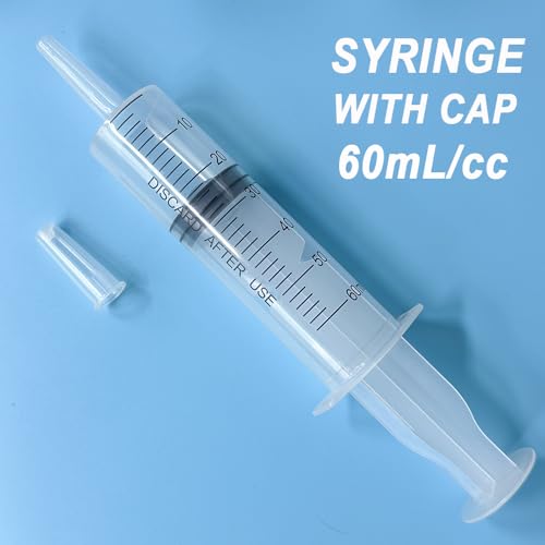 4 Pack 60mL Large Syringe for Liquid with Tip Cap, Plastic Liquid Syringes Individually Sterile Sealed - style: 60mL