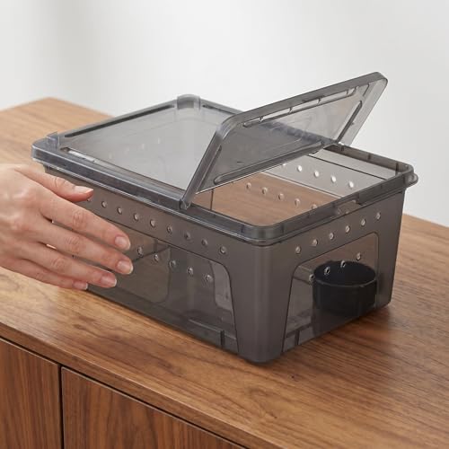 Kisangel Plastic Reptile Feeding Box Adjustable Environment Settings and Visibility, Reptile Travel Carrier Suitable for Spider, Centipede, Lizard, and Snake Habitat