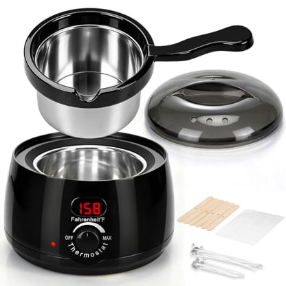 ZEROMX Electric Candle Wax Melter with Detachable Stainless Steel Pot and Digital Temperature Control, Wax Heater for DIY Candle Making, Soap Making, Wax Crafts, Easy Cleaning & Precise Crafting - color: Black