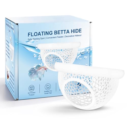 Floating Betta Hide & Shrimp Cave – All-in-One Aquarium Hammock, Feeder, and Safe Resting Spot for Stress-Free Fish Tanks - color: Ivory