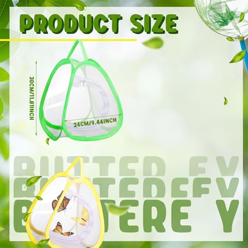 Hiboom 6 Pcs Mini Butterfly Habitat Cage 10 x 9 x 9 Inch Collapsible Insect Mesh Cage Portable Butterfly Net Habitat Enclosure with Zipper for Transporting and Raising - style: Five Mesh Panels