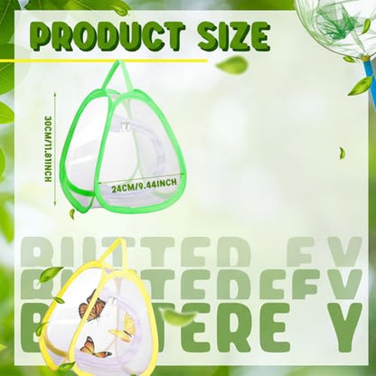 Hiboom 6 Pcs Mini Butterfly Habitat Cage 10 x 9 x 9 Inch Collapsible Insect Mesh Cage Portable Butterfly Net Habitat Enclosure with Zipper for Transporting and Raising - style: Five Mesh Panels