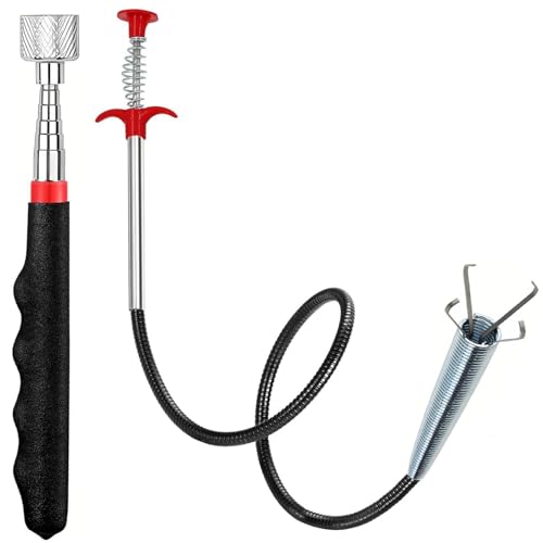 Magnetic Pickup Tool and Grabber Set, 35-inch Flexible Claw, 30-inch Telescoping Magnet with 20lb Pull Force - size: 28 inch