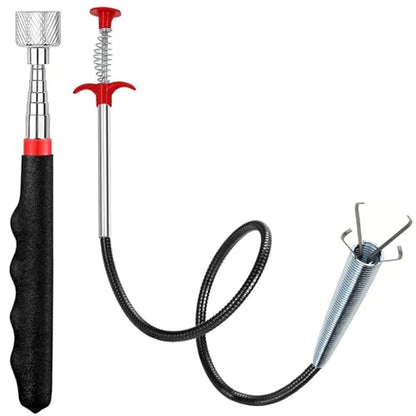 Magnetic Pickup Tool and Grabber Set, 35-inch Flexible Claw, 30-inch Telescoping Magnet with 20lb Pull Force - size: 28 inch