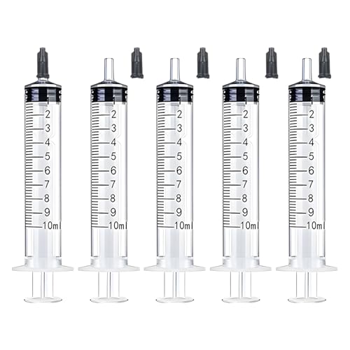10ml Syringe with Measurement for Scientific Labs, Feeding Pets, Refilling and Measuring Liquids,Dispensing,with Cap (5PCS, 10ml) - size: 5PCS-10ml
