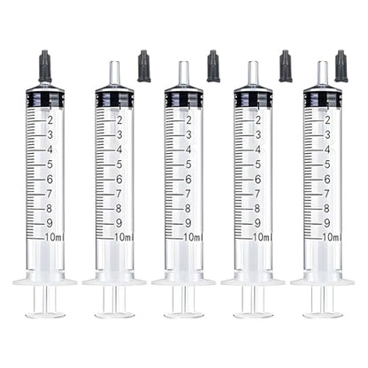 10ml Syringe with Measurement for Scientific Labs, Feeding Pets, Refilling and Measuring Liquids,Dispensing,with Cap (5PCS, 10ml) - size: 5PCS-10ml