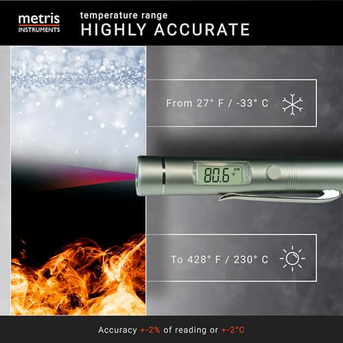 Mini Digital Infrared Thermometer Certified to UL4200A Reese’s Law for Reptiles, Playground, Automotive, [ -27.4° to 428 °F ] (-33° to 220 °C) 1:1 D:S Ratio, Model TN002PC NO Laser