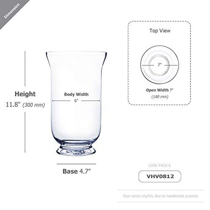 WGV Unique Bouquet Vase, 7" W, 12" H, Clear Short Hurricane Glass Candle Holder, Floral Planter Terrarium, Home Wedding Event Decor, 1 Piece (VHV0812) - size: Hurricane 12"H