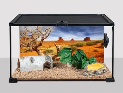 30X18 Inch Sun-Baked Desert Terrarium Backdrop - Orange Sand Habitat Background Durable Polyester Reptile Tank Decor for Arid Species - size: 30X18in