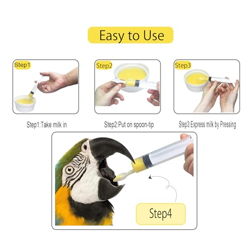 Baby Bird Feeding Syringe,Parrot Small Pet,Manual Syringe Feeder, Milk Water,Liquid Food,Reusable,Syringe with Spoon Tip