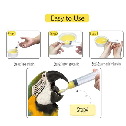 Baby Bird Feeding Syringe,Parrot Small Pet,Manual Syringe Feeder, Milk Water,Liquid Food,Reusable,Syringe with Spoon Tip